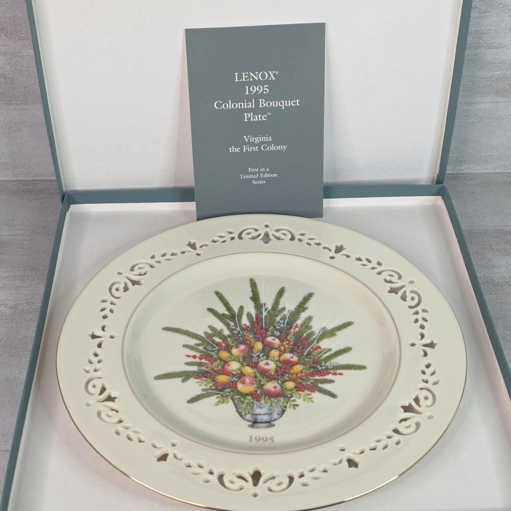 Lenox 1995 1st Series Colonial Bouquet Collector's Plate Virginia w/ Box
